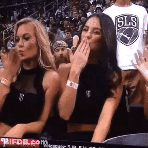 Funny Video Bomber Blowing Kisses GIF