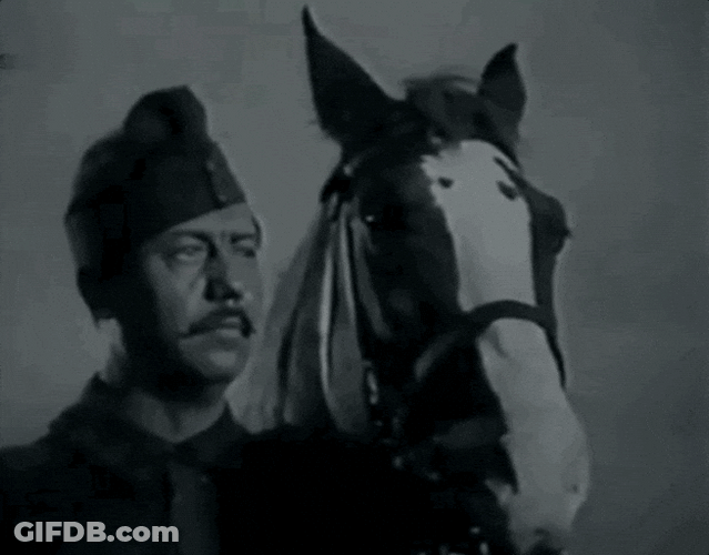 Funny Vintage Bugle Blowing Protesting Horse GIF
