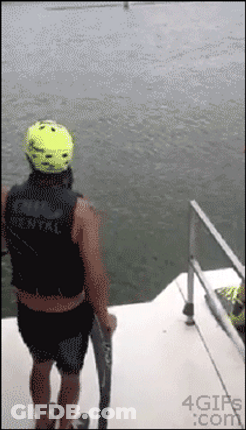 Funny Water Skiing Back Flip GIF