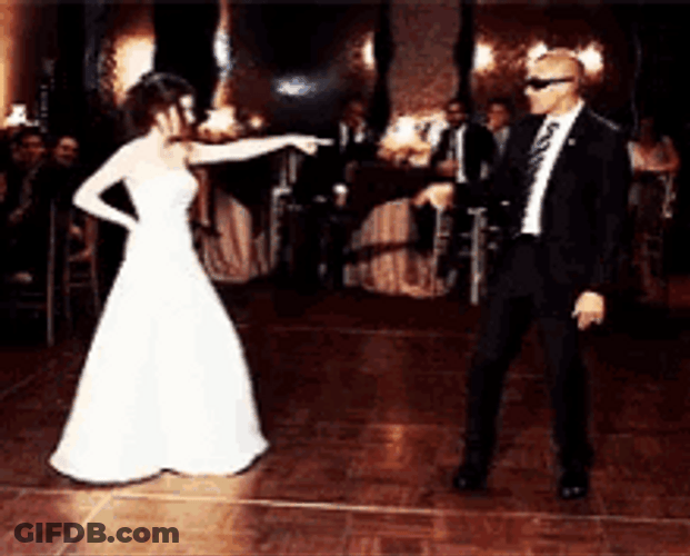 Funny Wedding Disco Dancing Couple GIF