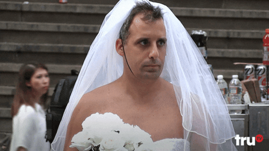 Funny Wedding Joe Dressing Up Like Bride GIF