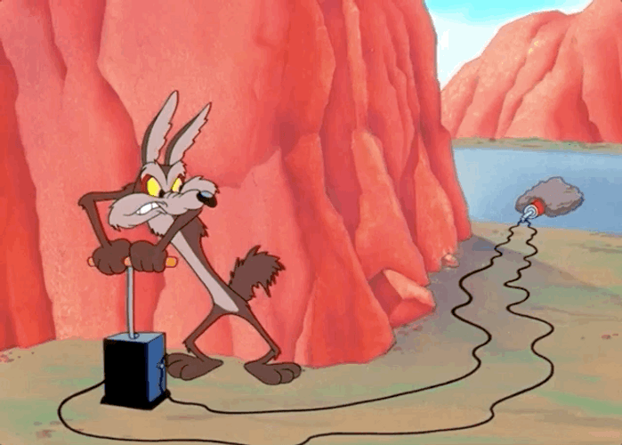 Funny Wile E Coyote Fail Road Runner Explosive GIF