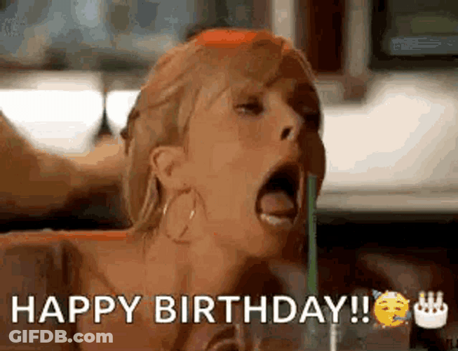 Funny Woman Drunk Happy Birthday Drinks Meme GIF