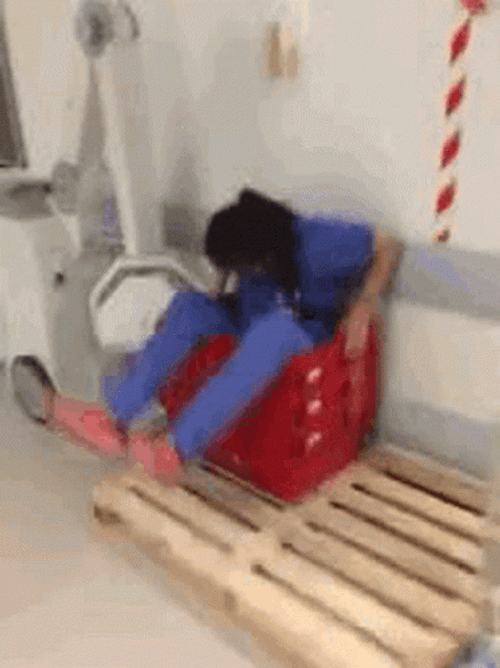 Funny Woman Moving Out Of Box GIF