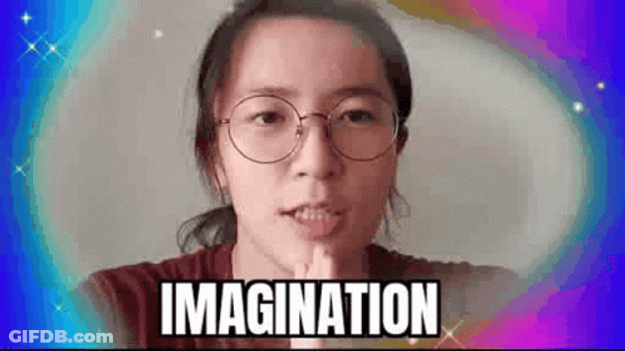 Funny Woman Rainbow Imagination GIF