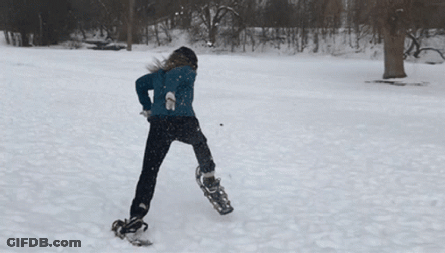 Funny Woman Running In Snow GIF