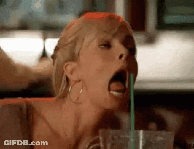 Funny Woman Straw Alcohol Drinking GIF