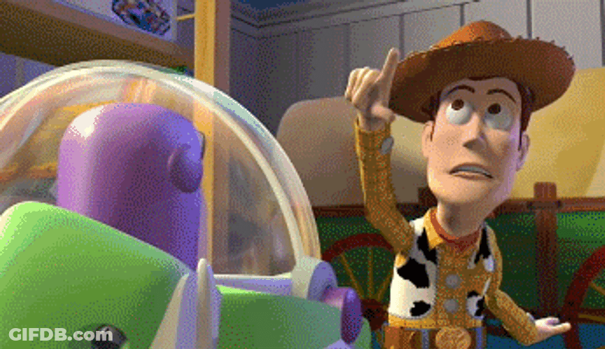 Funny Woody Teasing Buzz GIF