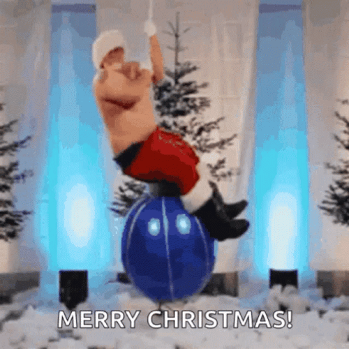 Funny Xmas Santa Riding Wrecking Ball GIF