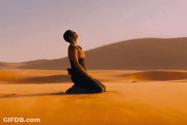 Furiosa Kneeling In The Desert GIF