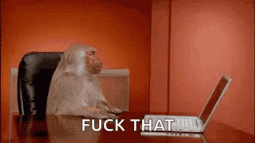 Furious Monkey Computer Pushed Away GIF