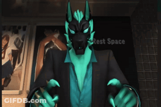 Furry Character In Front Of Test Space Poster GIF