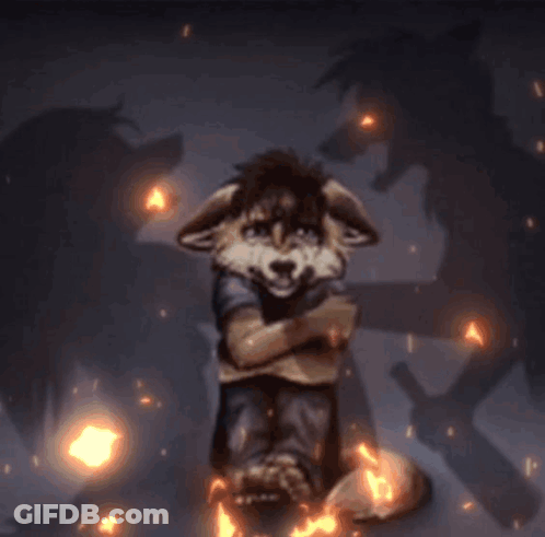 Furry Character Kneeling Before Wolf Shadow GIF