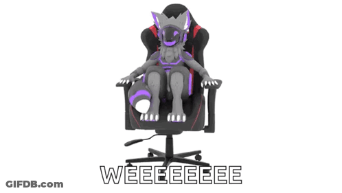 Furry Character Sitting In Office Chair GIF