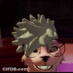 Furry Character Wearing Glasses And Wig GIF