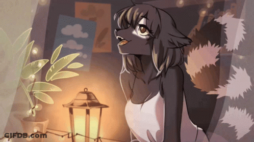 Furry Girl With Lantern GIF