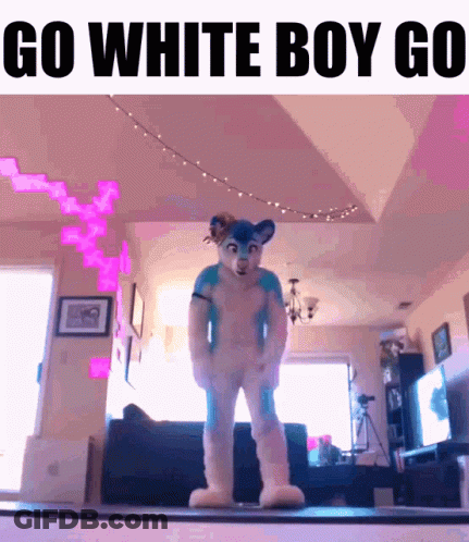 Furry Mascot Saying Go White Boy Go GIF