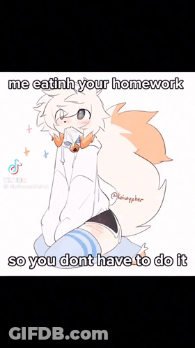 Furry Me Eatin Your Homework GIF