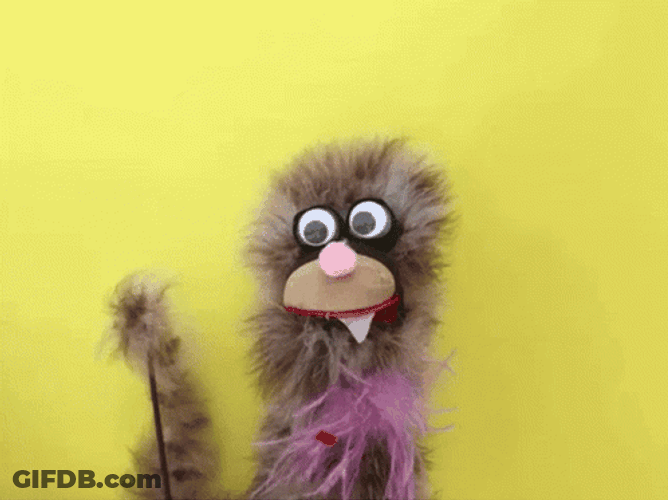 Furry Puppet Waving GIF