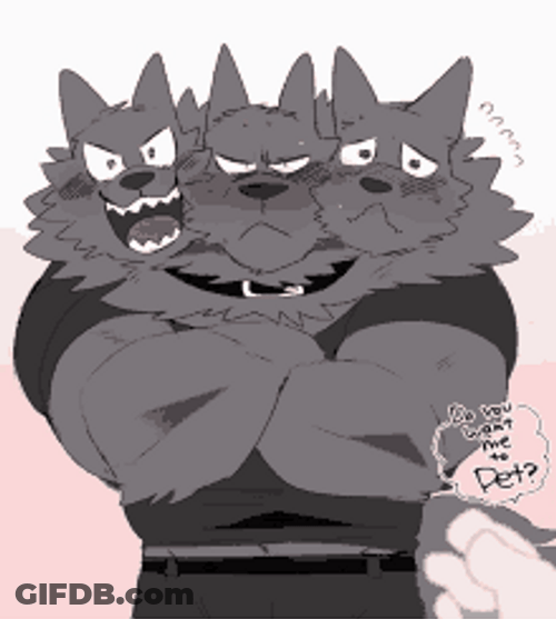 Furry With Three Heads GIF