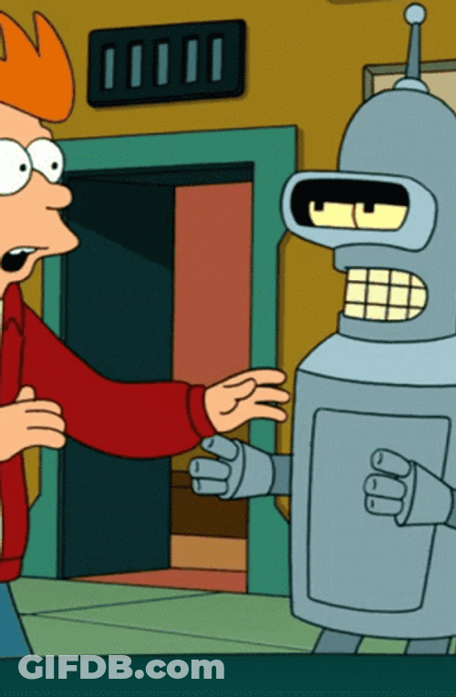 Futurama Bender And Fry Hugging GIF