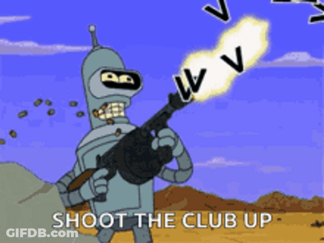 Futurama Bender Shooting Up GIF