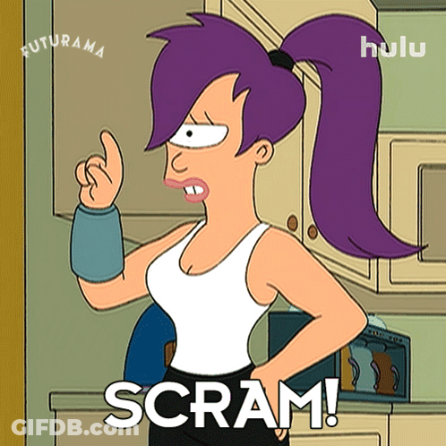 Futurama Character Saying Scram GIF