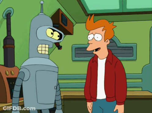 Futurama Characters Fry And Bender Are Talking To Each Other GIF