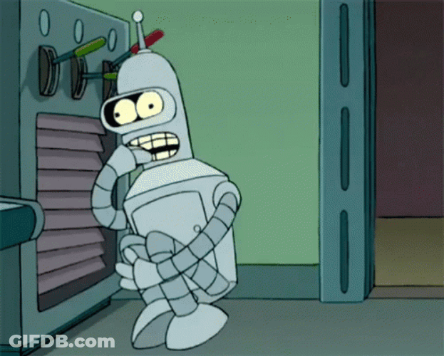 Futurama Robot Scared Nail Biting GIF