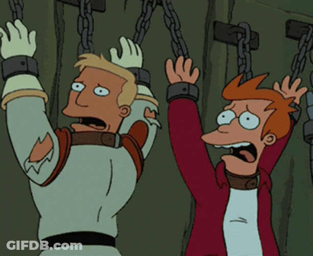 Futurama Zap And Fry Hands Up GIF