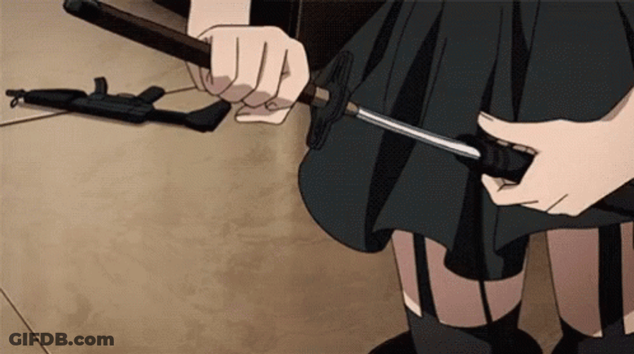 Future Diary Yuno Gasai Anime Sword GIF