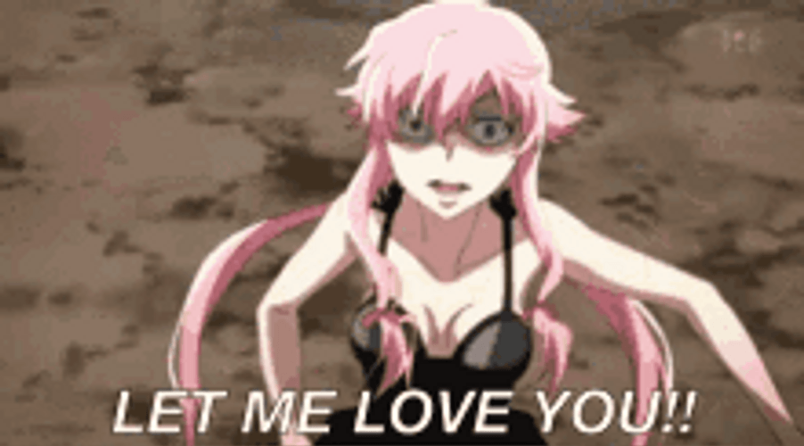Future Diary Yuno Gasai Runbing Holding Sword Yandere GIF