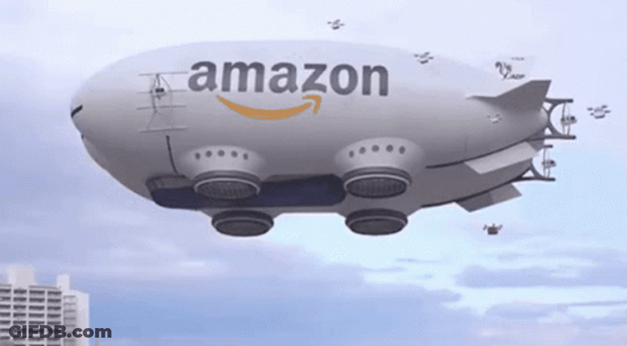 Futuristic Amazon Drone Delivery Animation GIF