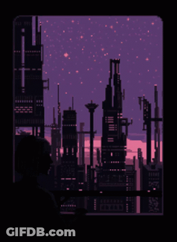 Futuristic City At Night GIF