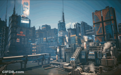 Futuristic City Saying City Cards GIF