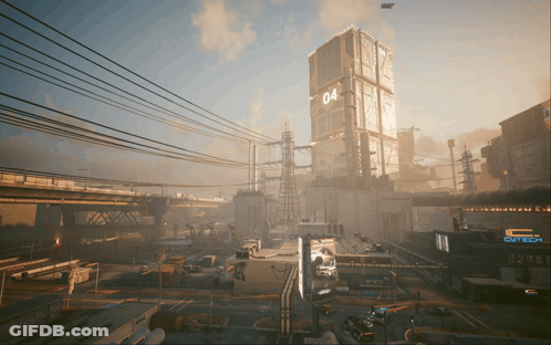 Futuristic City With 04 On Top GIF