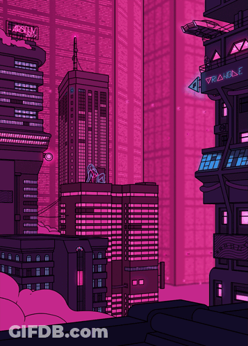 Futuristic City With Arculum Building GIF