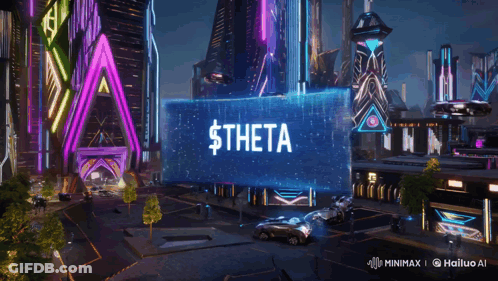 Futuristic City With Theta Sign GIF