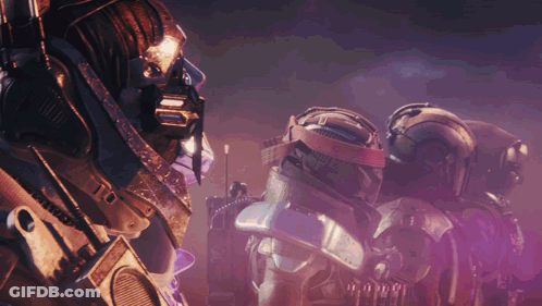Futuristic Soldiers With Helmet Saying To GIF