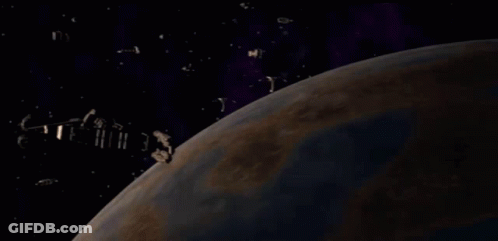 Futuristic Space Ship With Blue Lights GIF