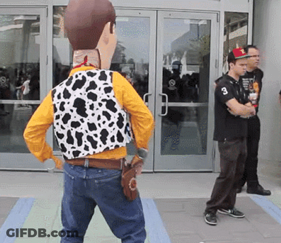 Fuuny Woody Mascot Head Turn GIF