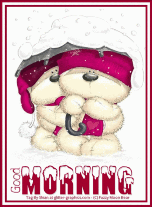 Fuzzy Moon Friends Good Morning Winter GIF