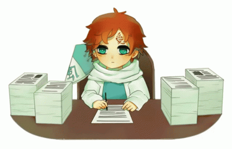 Gaara Signing Papers GIF