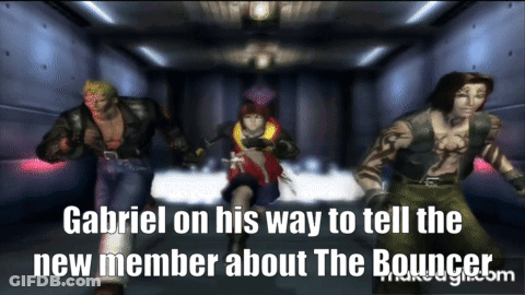 Gabriel On His Way To Tell The New Member Of The Bouncer GIF