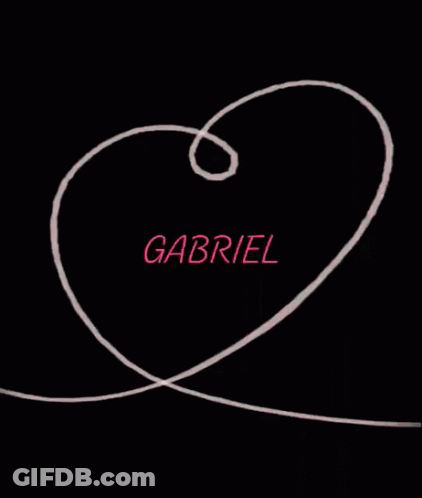 Gabriel Written In White Swirl On Black Background GIF