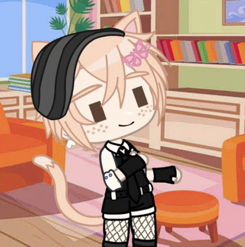 Gacha Inside Library While Standing GIF