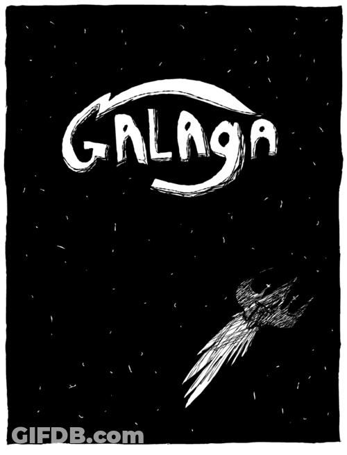 Galaga Black White Art GIF