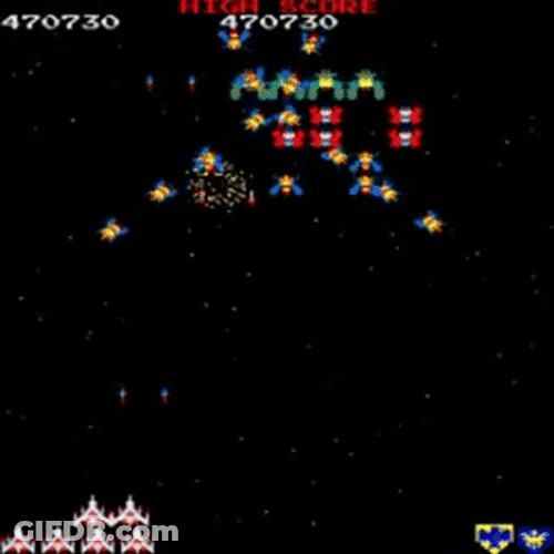 Galaga Double Ship Hits GIF