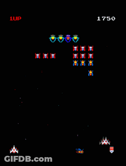 Galaga Fighter Captured Gameplay GIF
