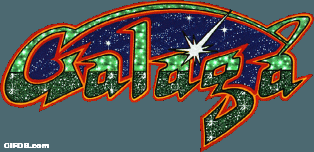 Galaga Glitter Logo Sticker GIF